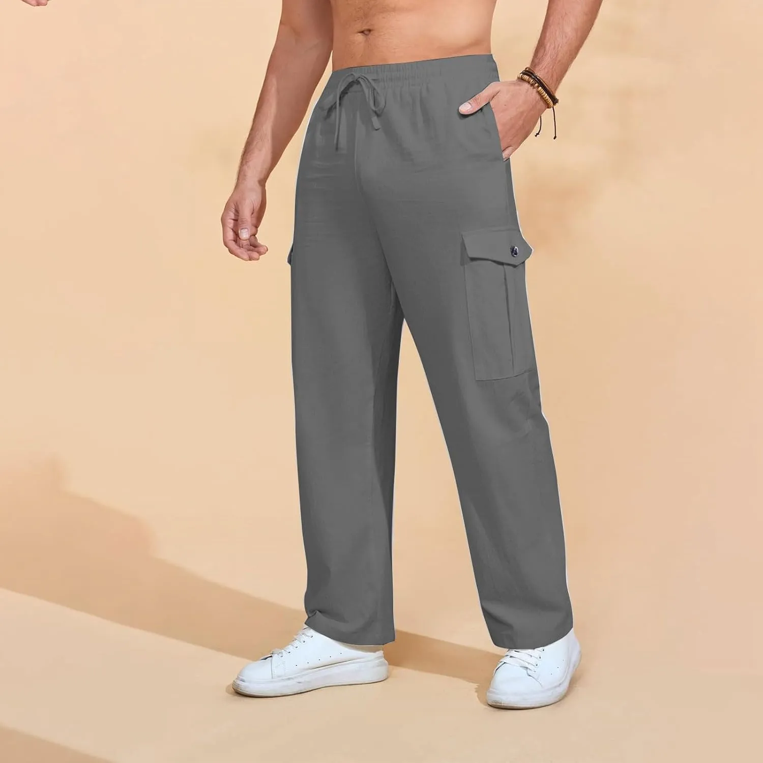 Cargo Pants for Men Lightweight Breathable Pants Water Resistant Wide Leg Stretch Trousers Workout Fishing