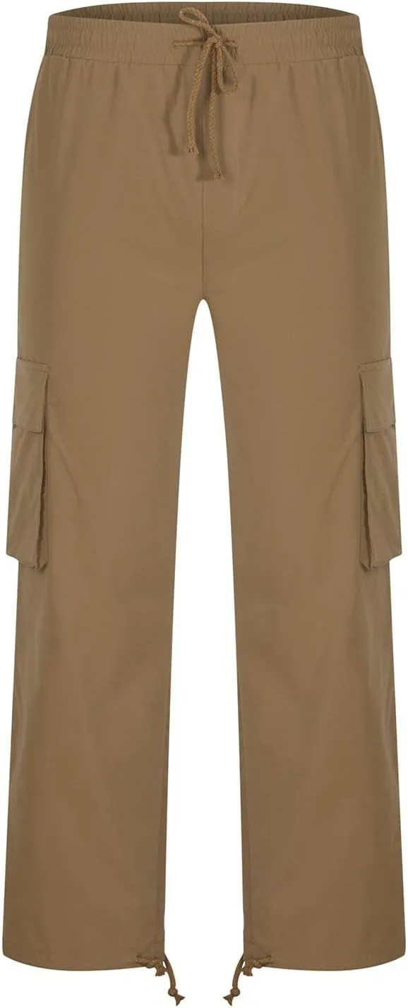 Cargo Pants for Men Multi Pockets Work Pants Breathable Elastic Waist Relaxed Hiking Outdoor Casual Pants Trouser