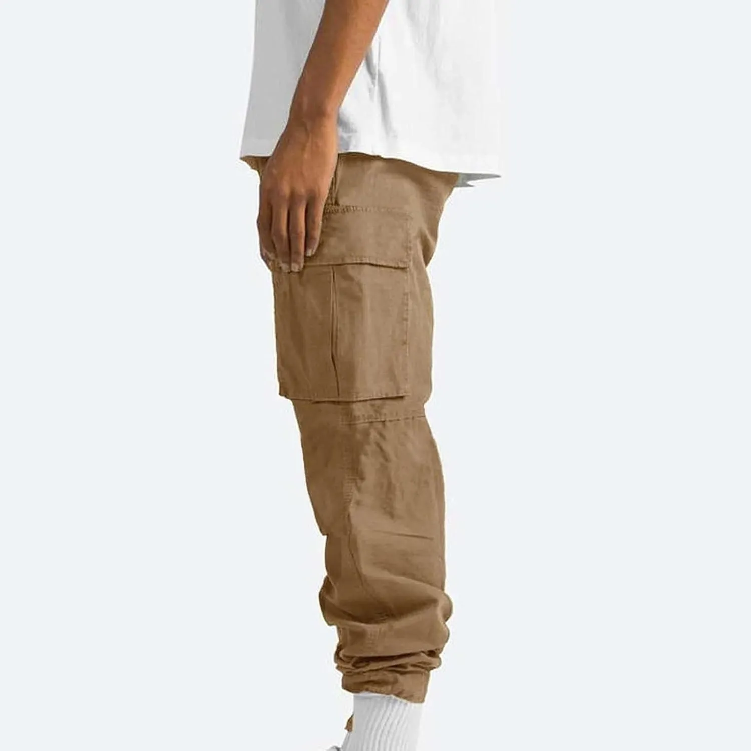 Cargo Pants for Men Multi Pockets Work Pants Breathable Elastic Waist Relaxed Hiking Outdoor Casual Pants Trouser