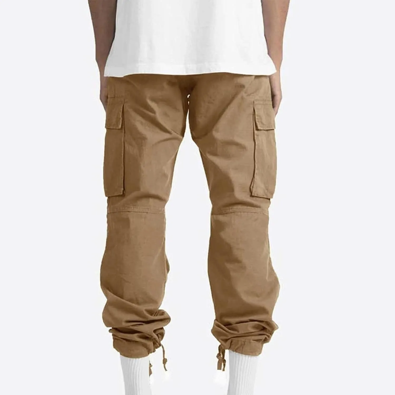 Cargo Pants for Men Multi Pockets Work Pants Breathable Elastic Waist Relaxed Hiking Outdoor Casual Pants Trouser