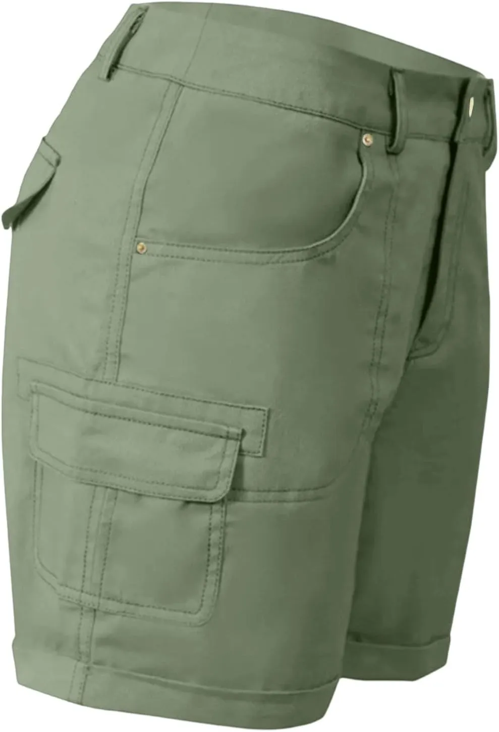 Cargo Shorts for Women Casual Summer High Waisted Jean Shorts with Pockets Knee Length Pull On Hiking Outfits