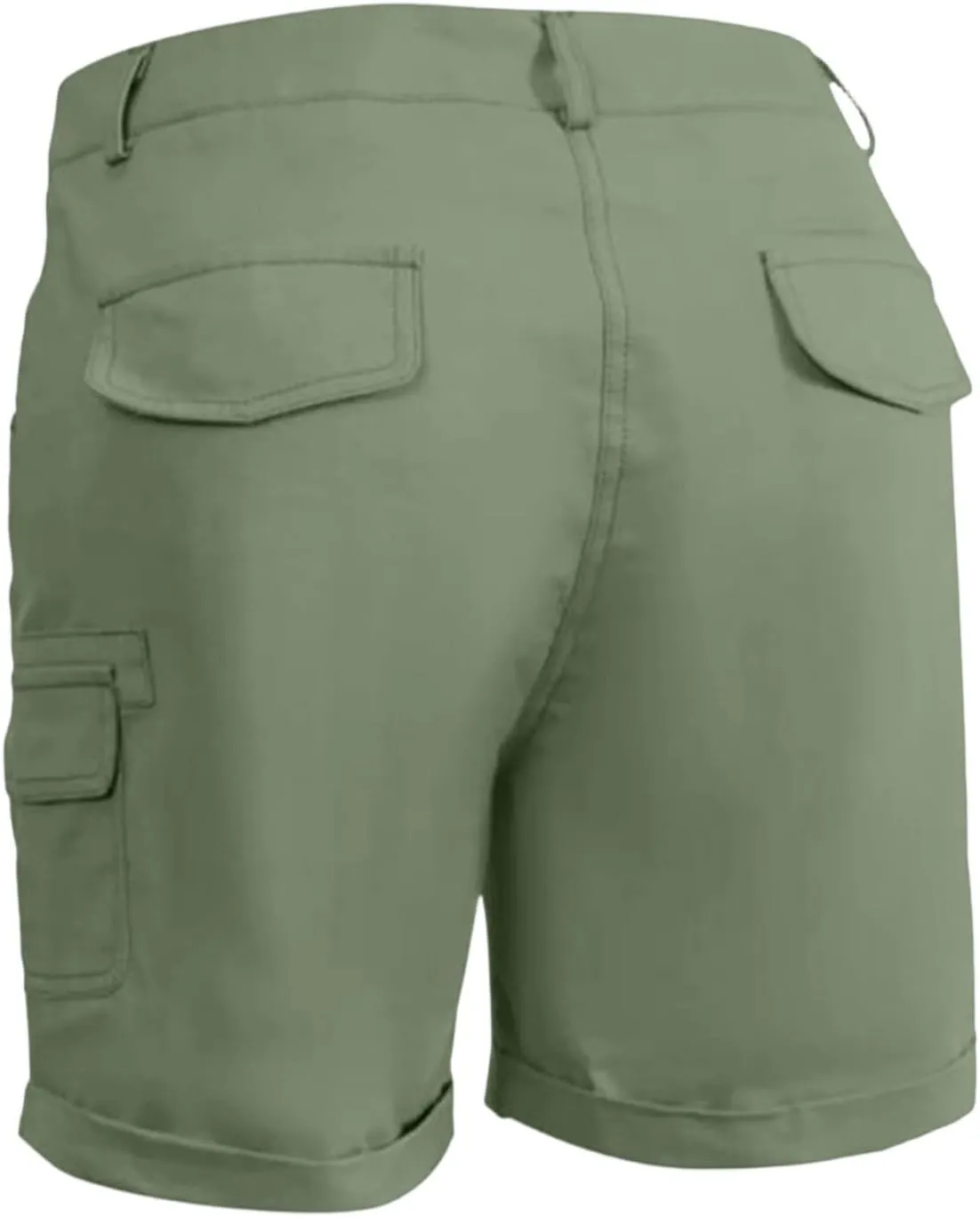 Cargo Shorts for Women Casual Summer High Waisted Jean Shorts with Pockets Knee Length Pull On Hiking Outfits