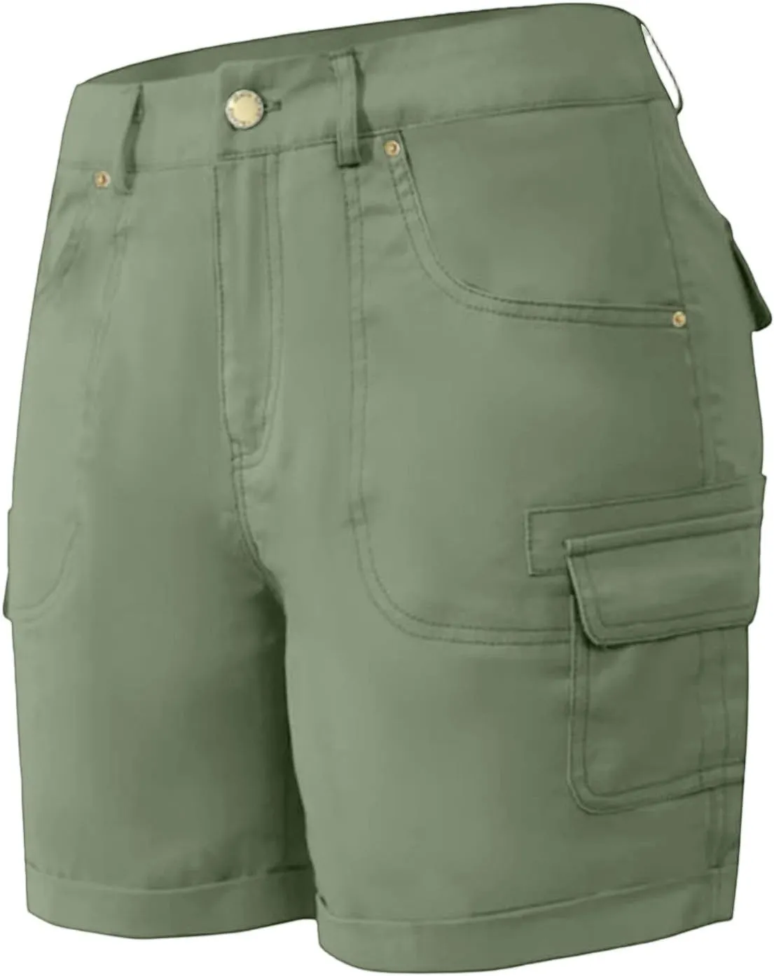 Cargo Shorts for Women Casual Summer High Waisted Jean Shorts with Pockets Knee Length Pull On Hiking Outfits