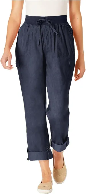 Casual Wide Leg Pants Women High Elastic Waisted Drawstring Slacks Collapsible Feet Straight Leg Trousers with Pockets