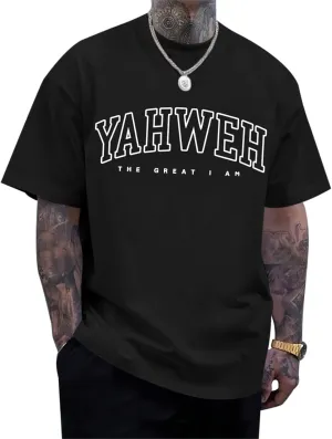 Christian Jesus Shirts for Men Religious God Yahweh Faith Shirt Bible Verse Vintage Oversized Graphic Tees Cotton Top
