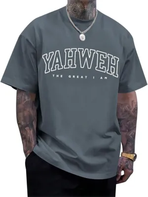 Christian Jesus Shirts for Men Religious God Yahweh Faith Shirt Bible Verse Vintage Oversized Graphic Tees Cotton Top