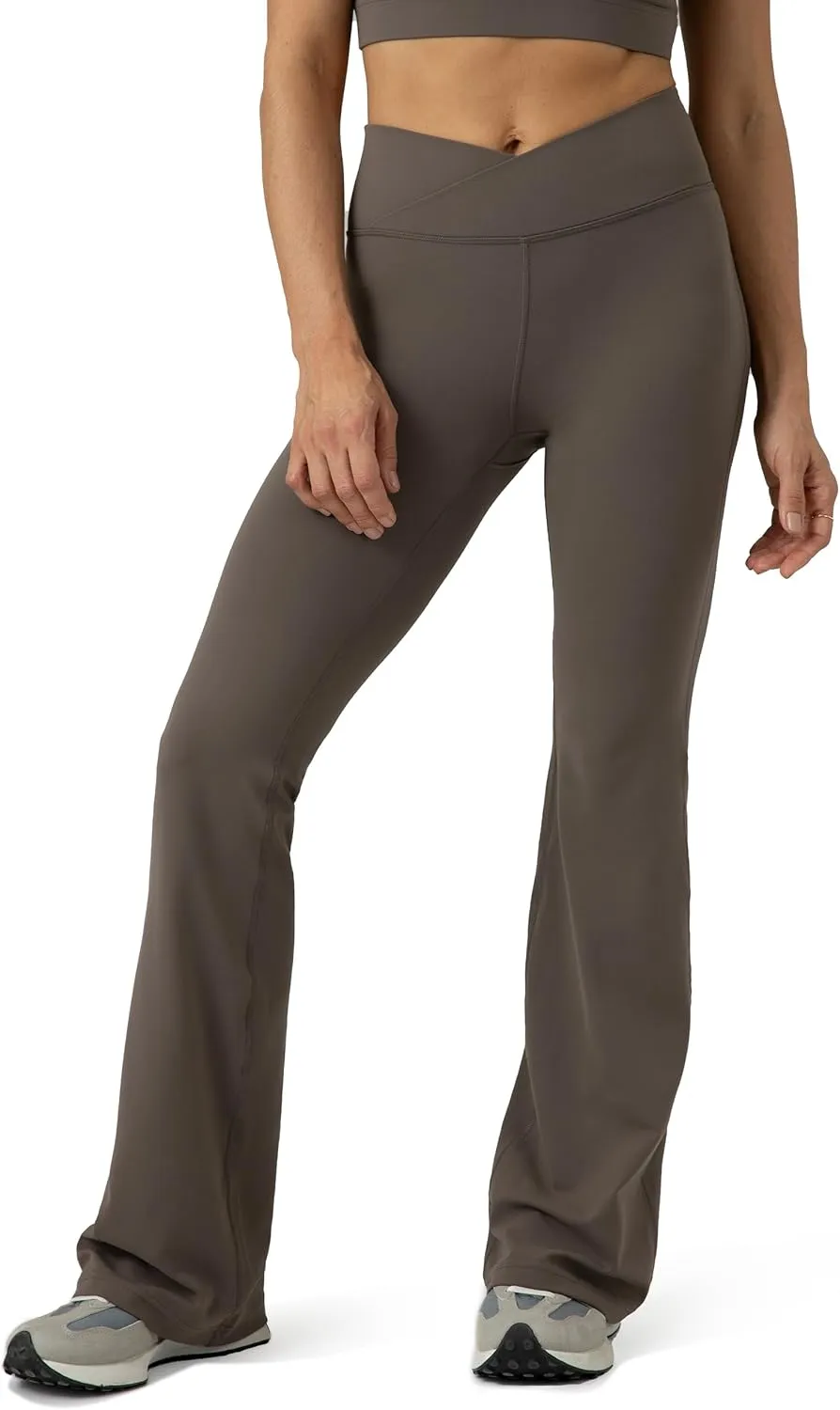 Colorfulkoala Women's Dreamlux Crossover Flare Leggings High Waisted Tummy Control Wide Leg Yoga Pants 29.5" / 31.5" Inseam