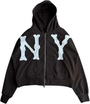 Cropped Zip Up Hoodies for Men Letter Printed Long Sleeve Pullover with Pockets Hooded Casual Loose Tops Y2K Outfits
