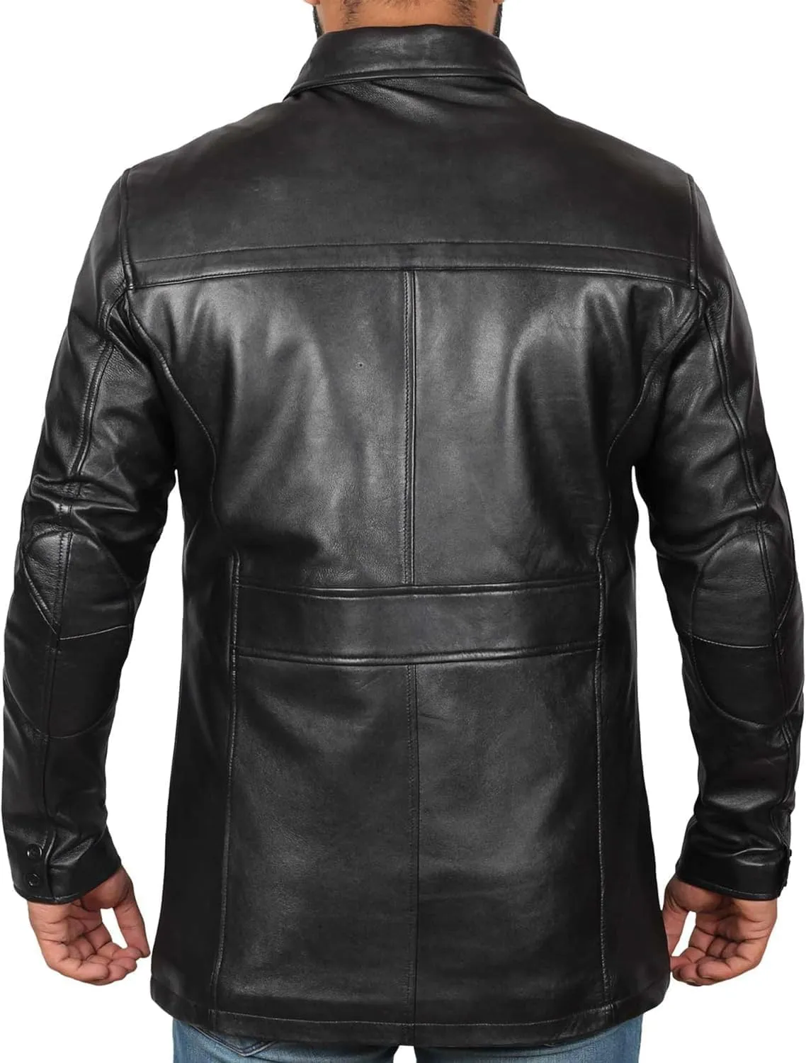 Decrum Mens Leather Coat - Car Coat Style Real Lambskin Leather Jackets for Men