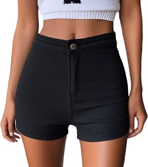 Distressed Jean Shorts Women High Waisted Silm-Fit Hot Denim Shorts Stretch Skinny Streetwear Trendy Sexy Booty Short
