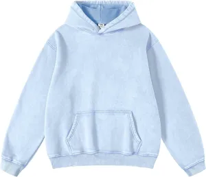 FAIABLE Mens Hoodies Pullover Oversized Hoodie Wash Plush Cotton Hooded Sweatshirt Vintage Heavyweight Hoodie Men Streetwear
