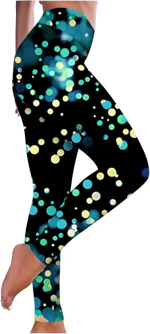 Fashion Print Stretchy Leggings for Women Casual High Waist Workout Yoga Pants Compression Athletic Legging Tights