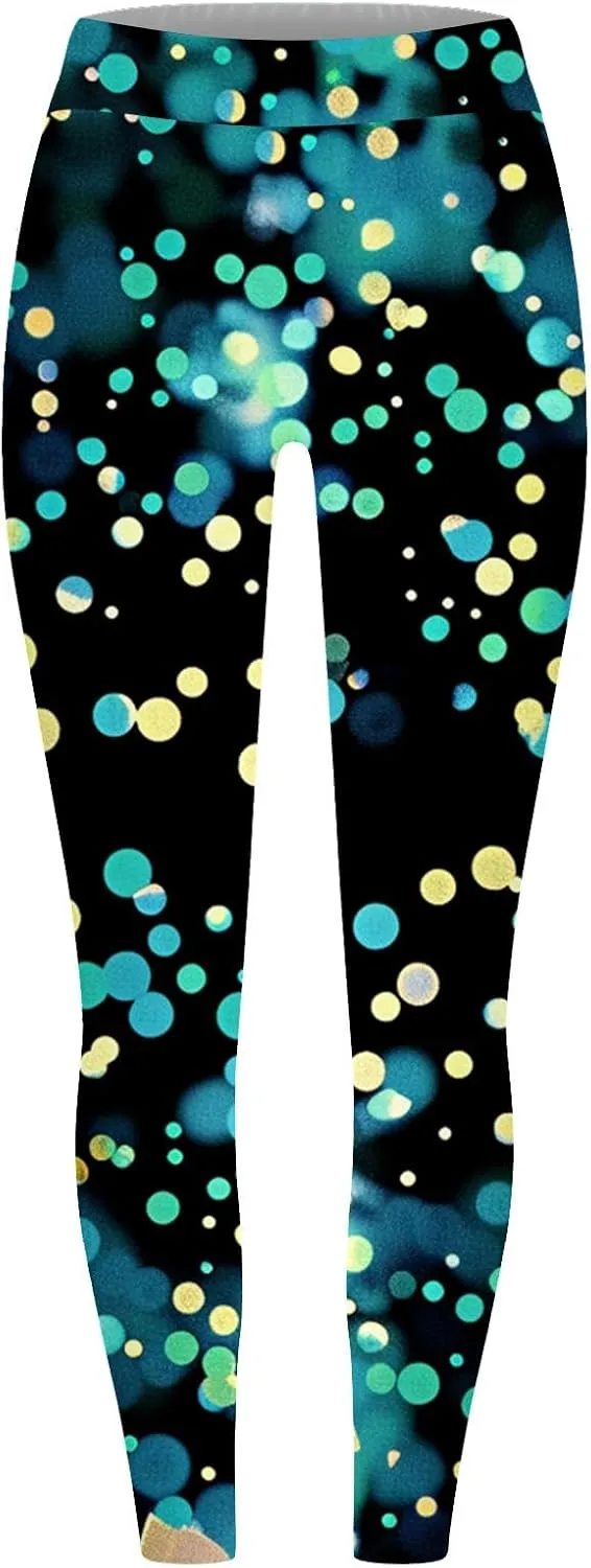 Fashion Print Stretchy Leggings for Women Casual High Waist Workout Yoga Pants Compression Athletic Legging Tights