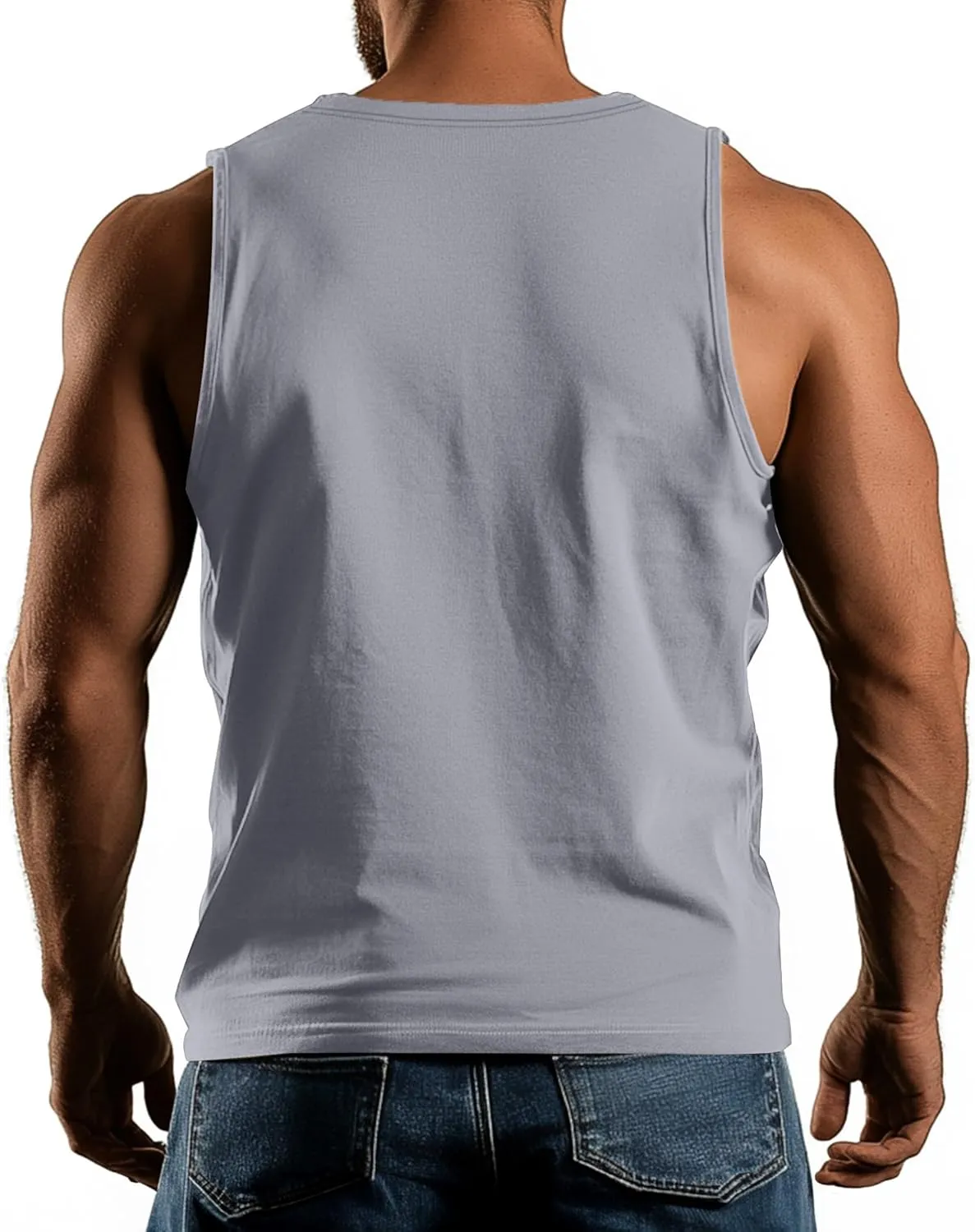 Ficerd 3 Pack Men's Big and Tall Workout Tank Tops, Cotton V Neck Sleeveless Gym Muscle T-Shirts Athletic Tee Summer Vest Top