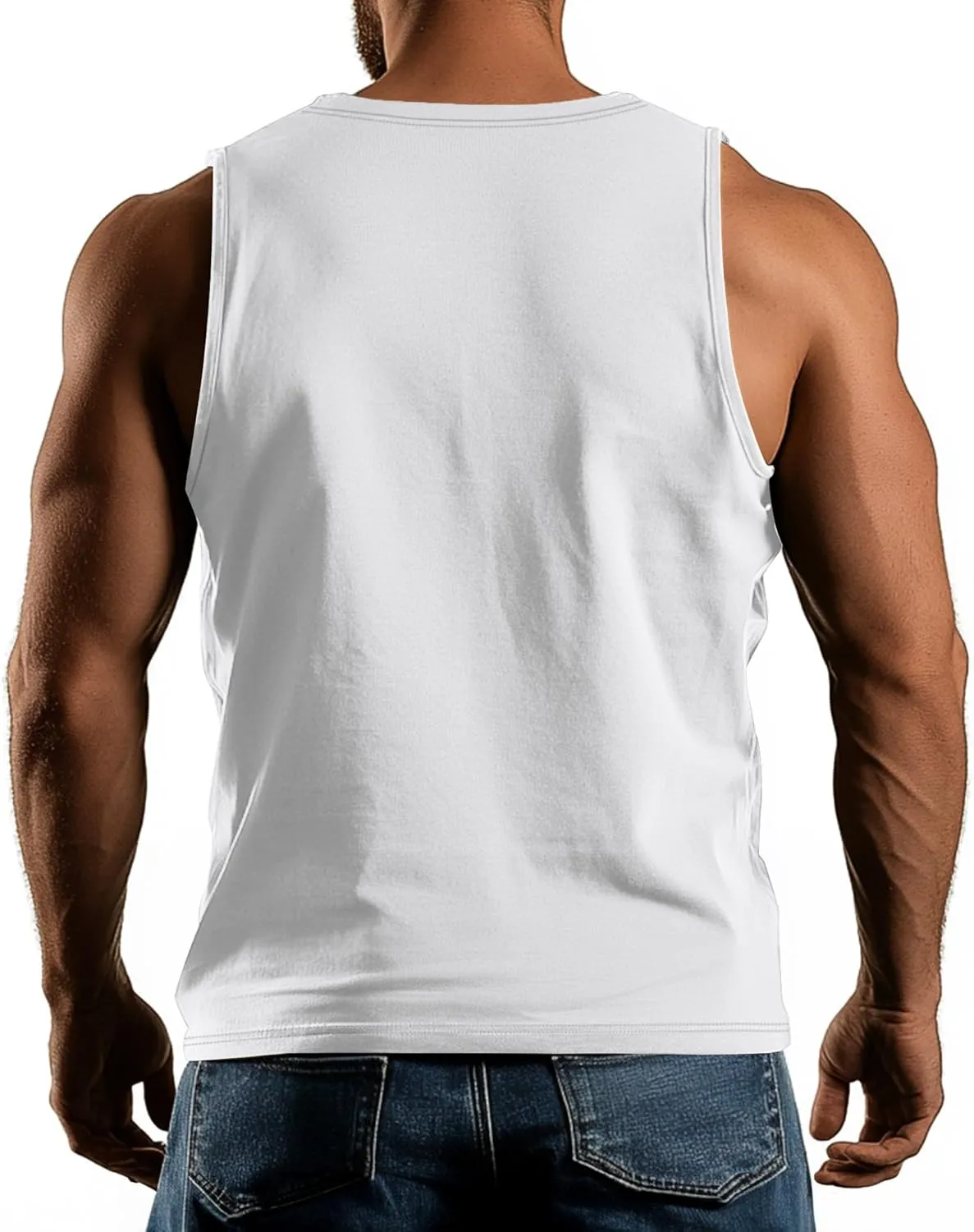 Ficerd 3 Pack Men's Big and Tall Workout Tank Tops, Cotton V Neck Sleeveless Gym Muscle T-Shirts Athletic Tee Summer Vest Top