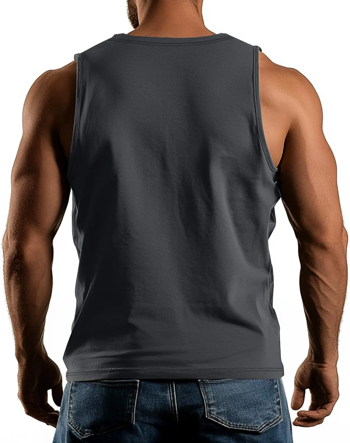 Ficerd 3 Pack Men's Big and Tall Workout Tank Tops, Cotton V Neck Sleeveless Gym Muscle T-Shirts Athletic Tee Summer Vest Top