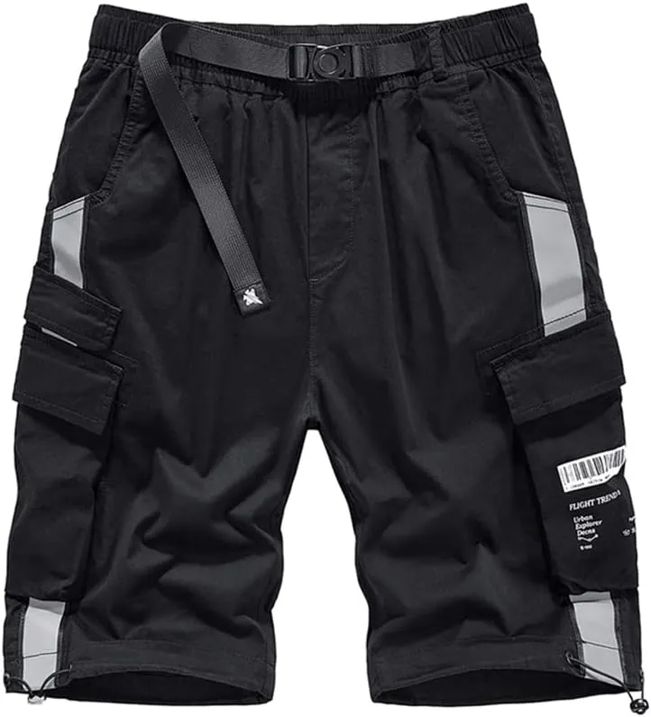 FIVETOSEVEN Mens Military Tactical Cargo Shorts Techwear Hip Hop Shorts Streetwear Hip Hop Short Pants Multi Pockets Casual