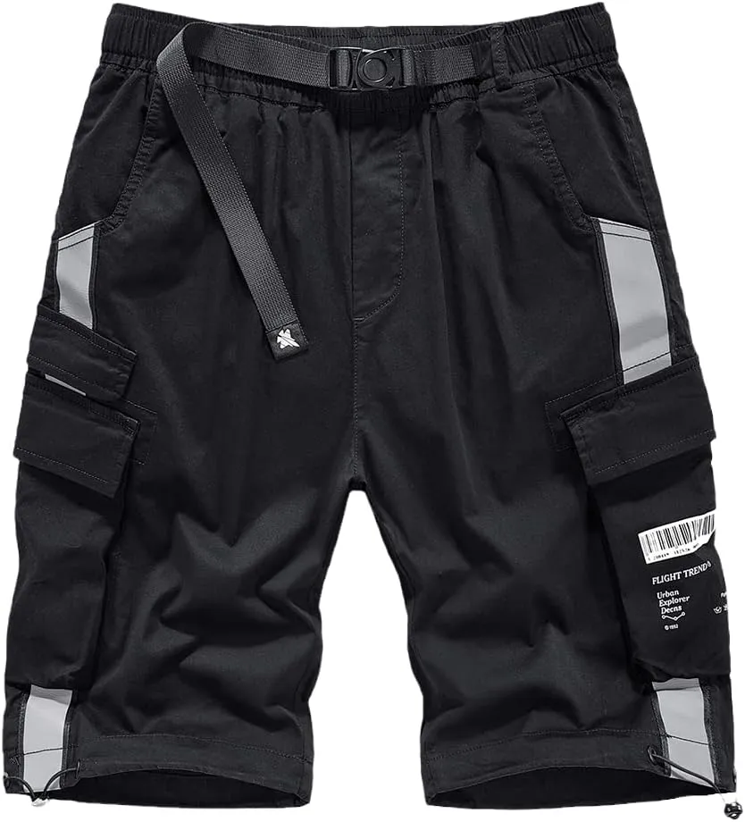 FIVETOSEVEN Mens Military Tactical Cargo Shorts Techwear Hip Hop Shorts Streetwear Hip Hop Short Pants Multi Pockets Casual