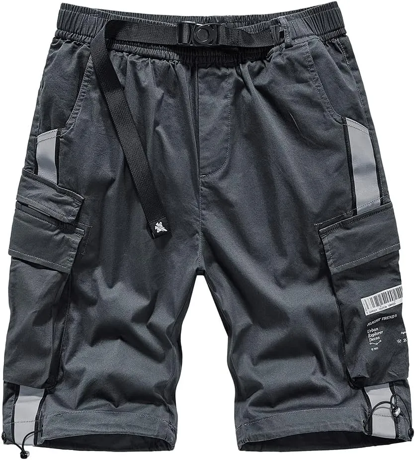 FIVETOSEVEN Mens Military Tactical Cargo Shorts Techwear Hip Hop Shorts Streetwear Hip Hop Short Pants Multi Pockets Casual