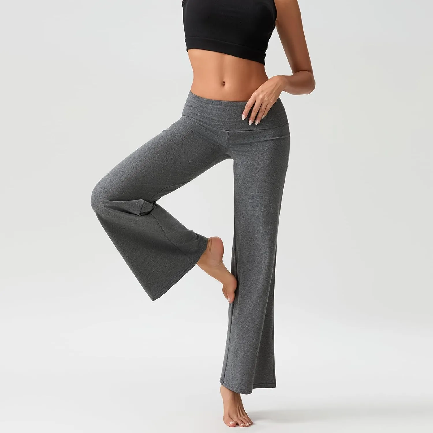 Flare Wide Leg Sweatpants Women Elastic Waist Stripe Ribbed Sweatpants Baggy Yoga Pants Lounge Pajama Flowy Pants