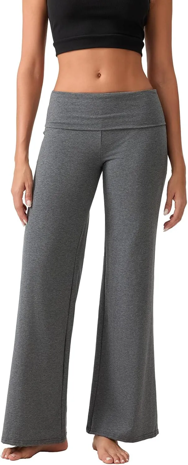 Flare Wide Leg Sweatpants Women Elastic Waist Stripe Ribbed Sweatpants Baggy Yoga Pants Lounge Pajama Flowy Pants