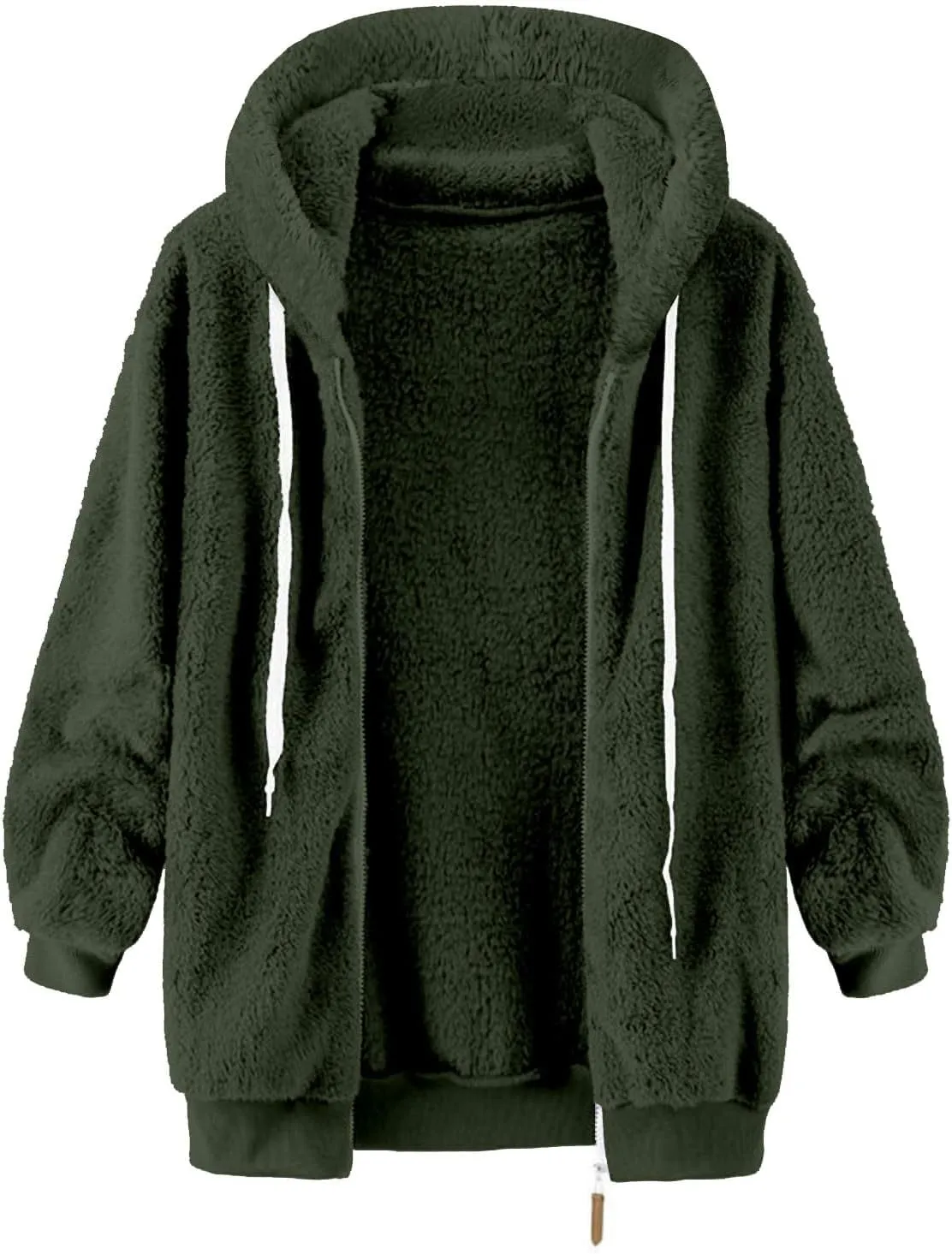 Fleece Jacket for Women Winter Sherpa Jacket Fuzzy Hoodie Jacket Zip Up Fleece Jacket Plus Size Warm Jacket