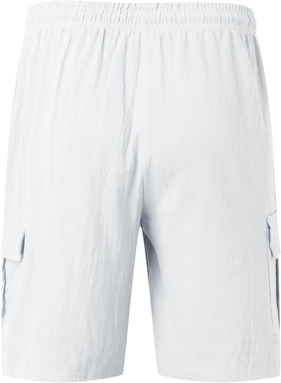 Fxbar Men's Cargo Shorts Cotton Linen Stretch Waist with Drawstring Multi Pockets Casual Athletic Summer Beach Gym Shorts