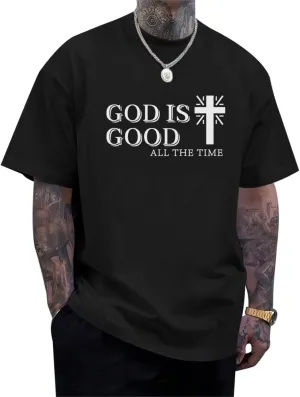 God is Good Shirt Christian Jesus Cross T Shirts for Men Religious Faith Inspirational Vintage Oversized Graphic Tees