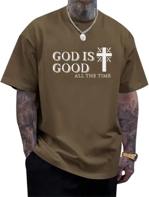 God is Good Shirt Christian Jesus Cross T Shirts for Men Religious Faith Inspirational Vintage Oversized Graphic Tees