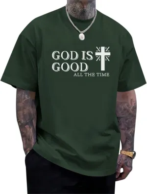 God is Good Shirt Christian Jesus Cross T Shirts for Men Religious Faith Inspirational Vintage Oversized Graphic Tees