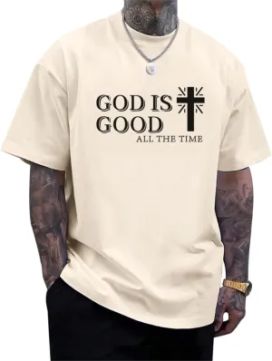 God is Good Shirt Christian Jesus Cross T Shirts for Men Religious Faith Inspirational Vintage Oversized Graphic Tees