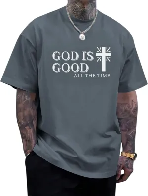 God is Good Shirt Christian Jesus Cross T Shirts for Men Religious Faith Inspirational Vintage Oversized Graphic Tees