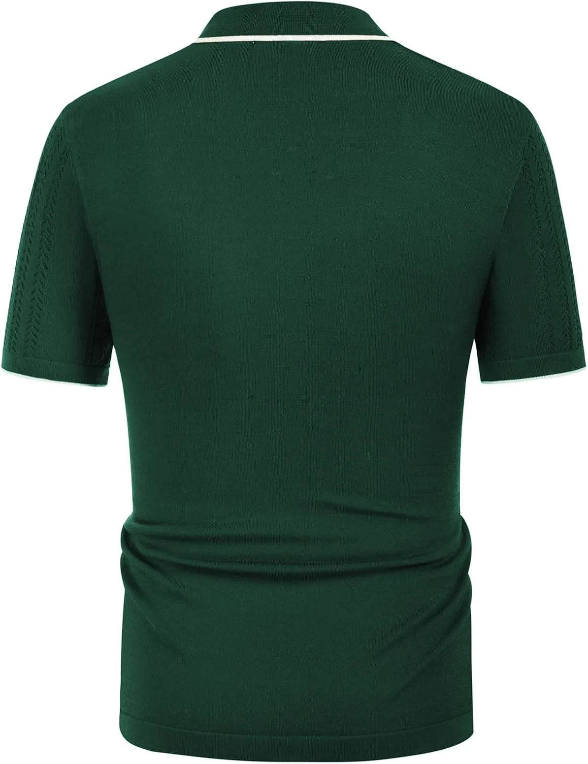 GRACE KARIN Men's Knit Polo Shirt Breathable Hollow Out Casual Button Down Shirts