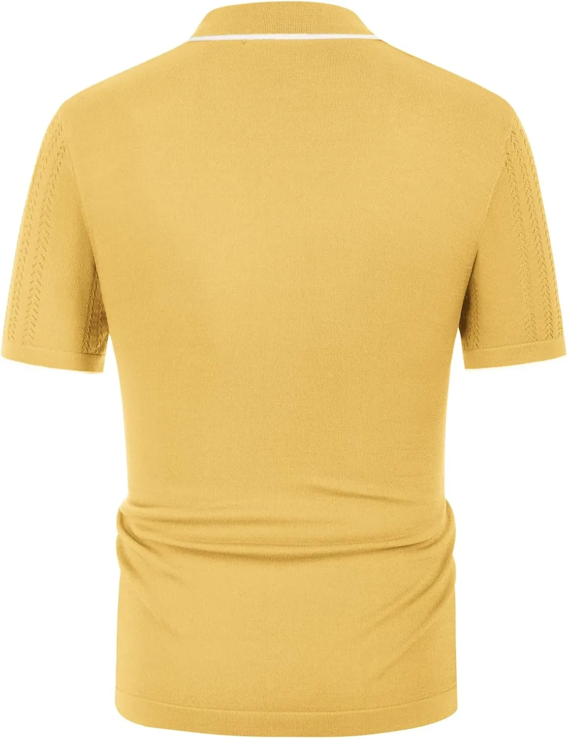 GRACE KARIN Men's Knit Polo Shirt Breathable Hollow Out Casual Button Down Shirts