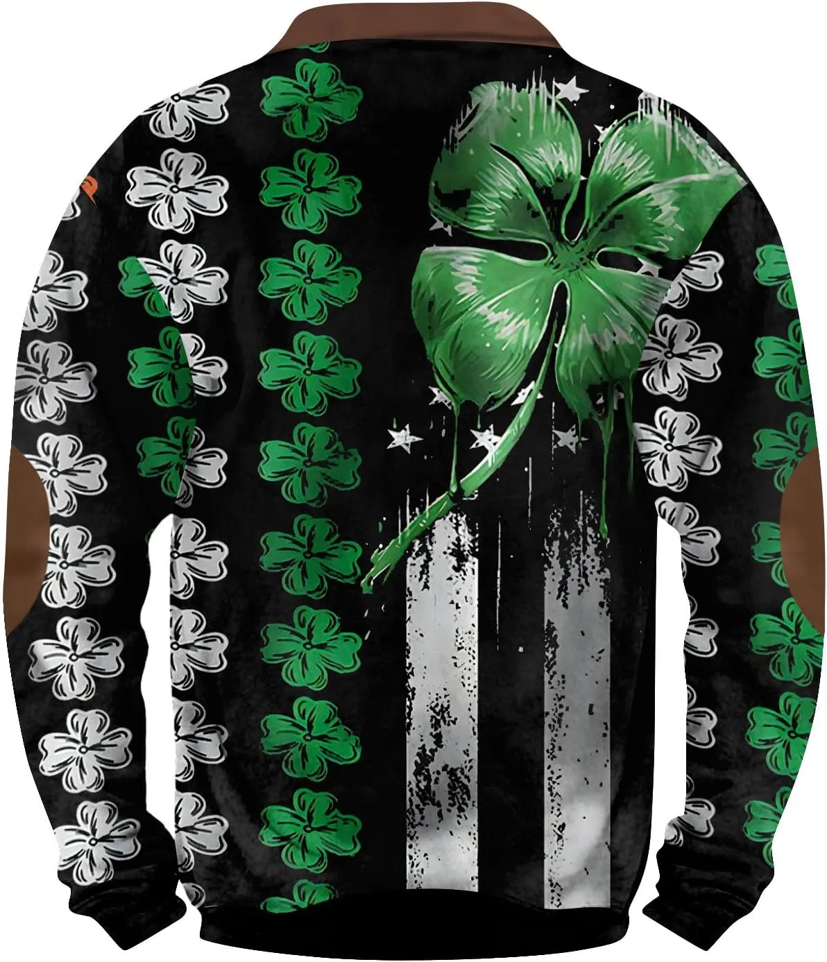 Half Zip St Patricks Day Sweatshirts For Mens Vintage Print Long Sleeve Causal V-Neck Pullover Fashion Irish Shirts