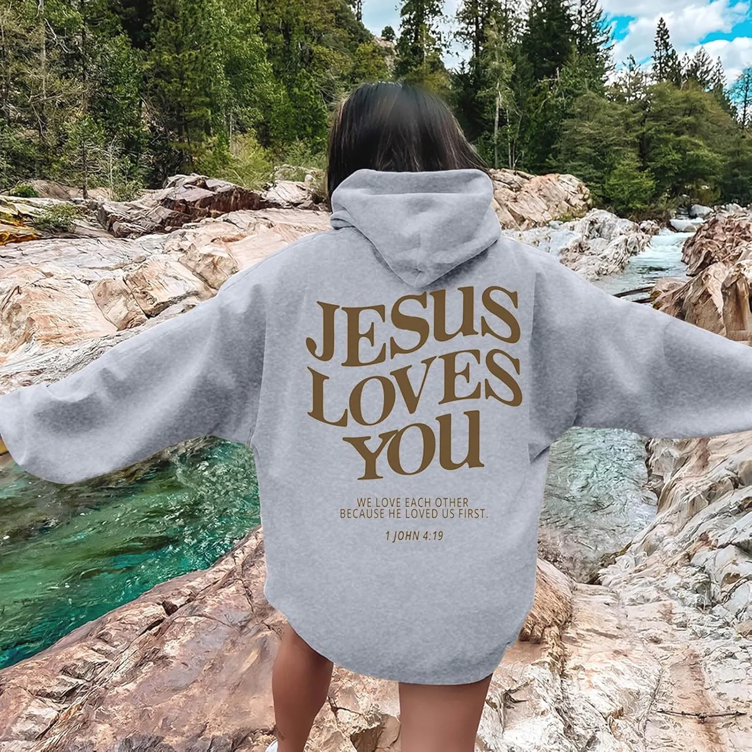 Hoodies for Teen Girls Letter Graphic Print Drawstring Pullover Top Fall Fashion Hooded Sweatshirt with Pocket