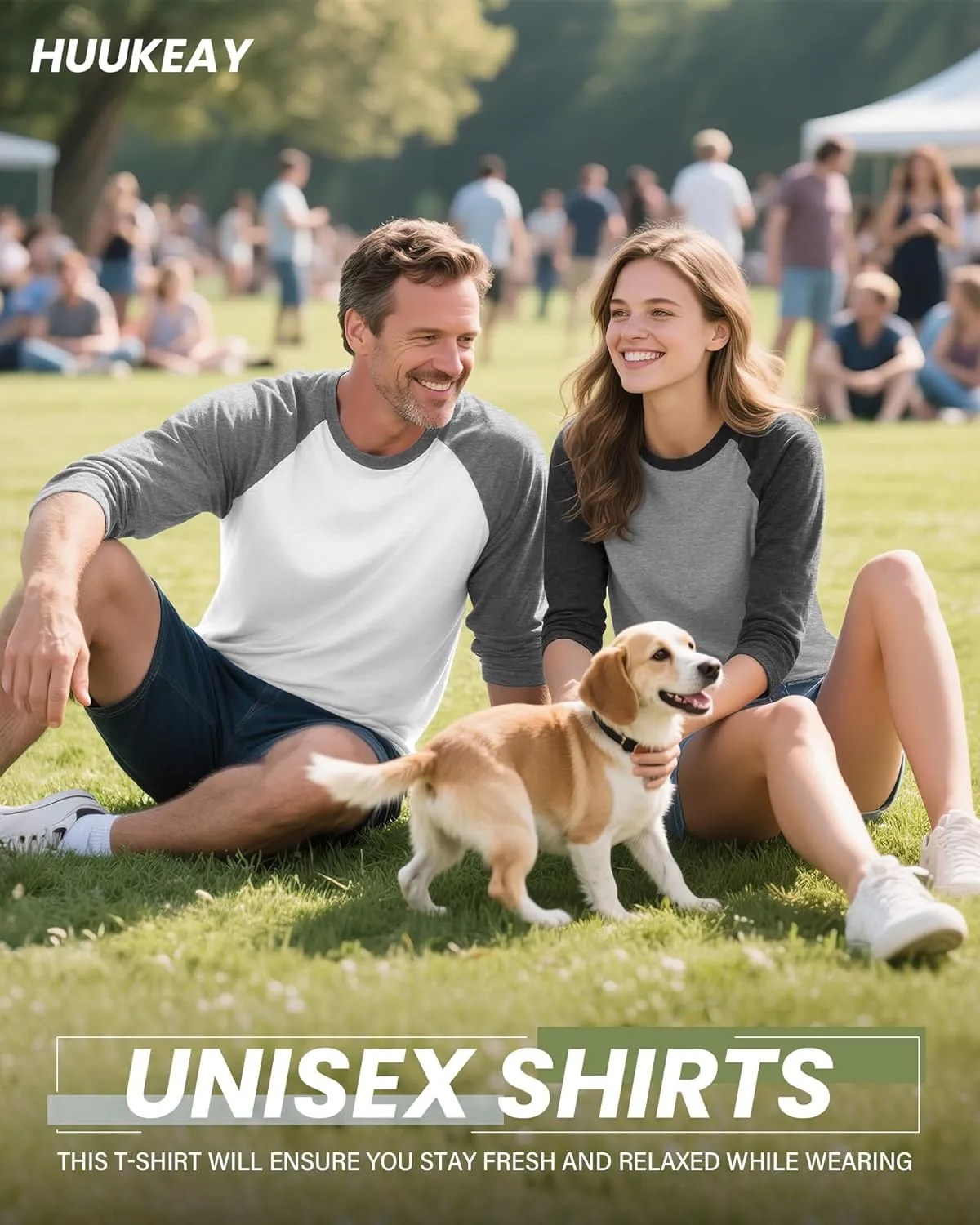 Huukeay 3 Pack Men's 3/4 Sleeve Shirts Cotton Crew Neck Baseball T Shirts Moisture Wicking Athletic Tee Tops