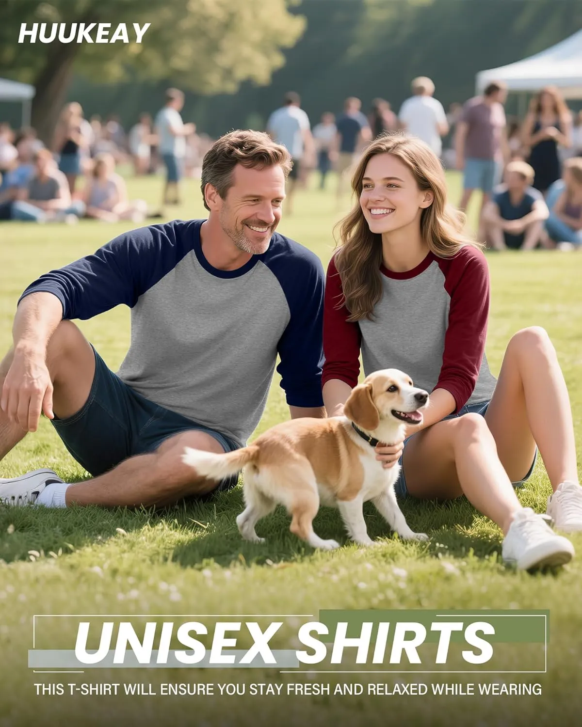 Huukeay 3 Pack Men's 3/4 Sleeve Shirts Cotton Crew Neck Baseball T Shirts Moisture Wicking Athletic Tee Tops