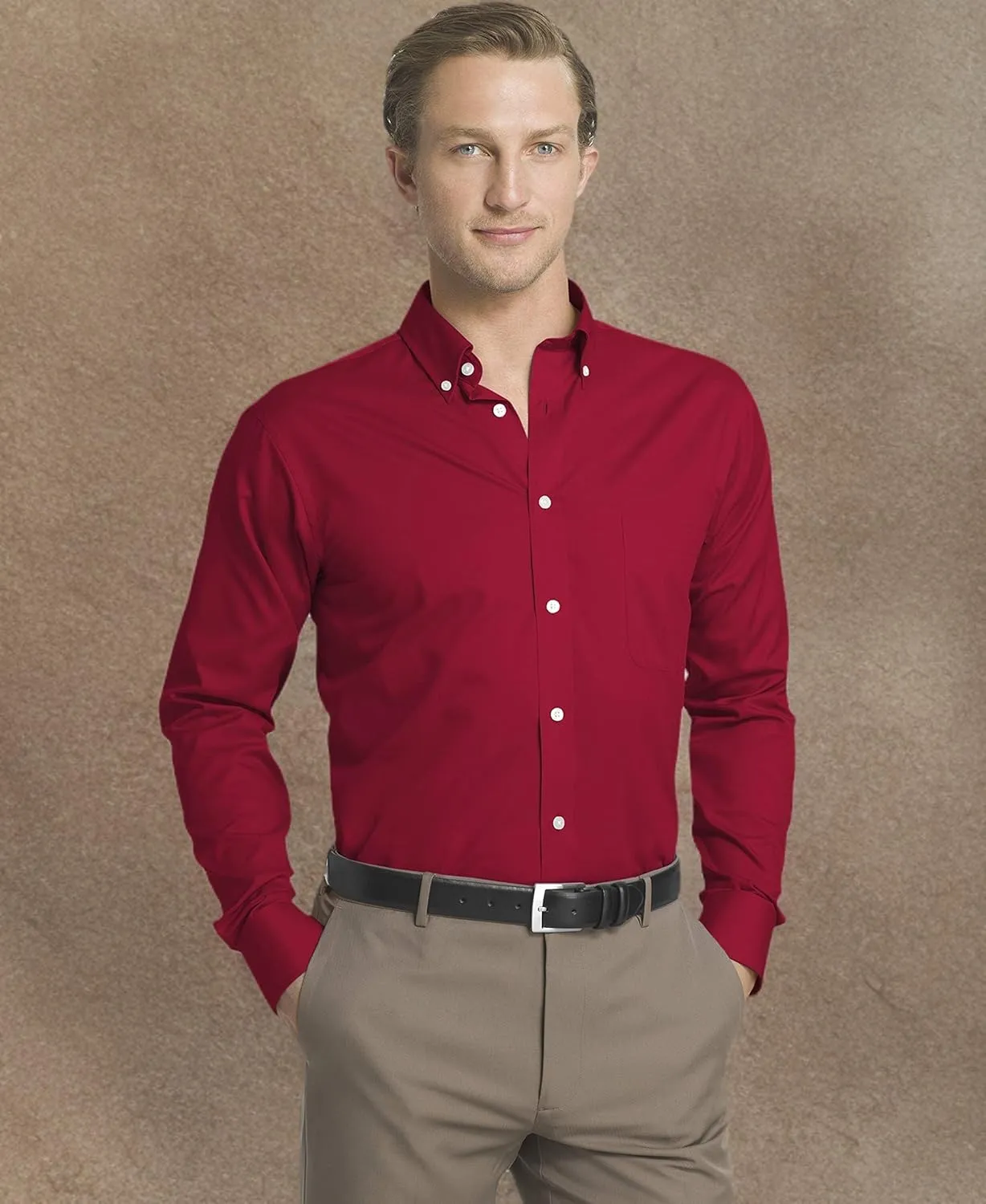 IZOD Men's Dress Shirt Regular Fit Stretch Solid Button Down Collar