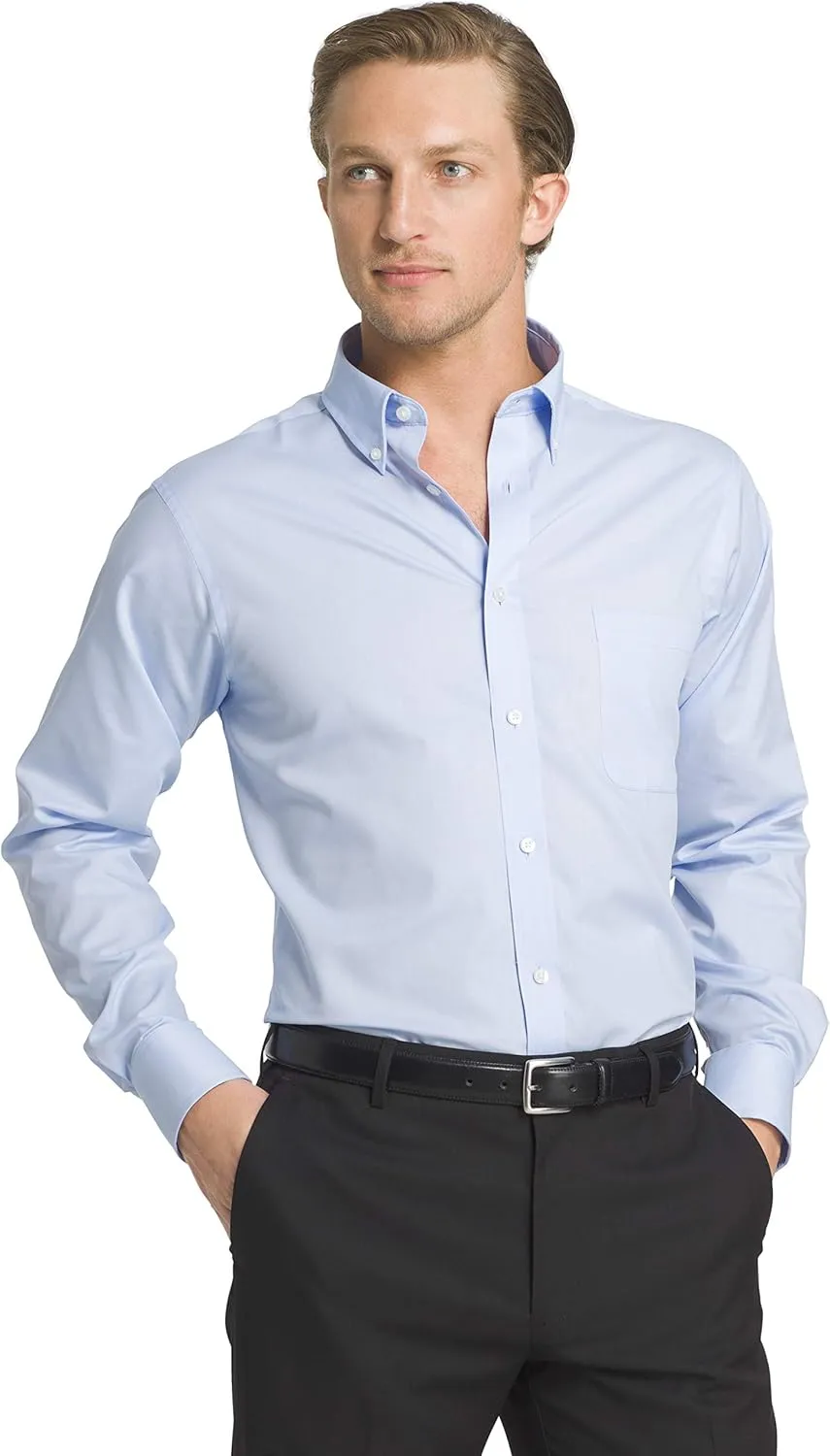 IZOD Men's Dress Shirt Regular Fit Stretch Solid Button Down Collar