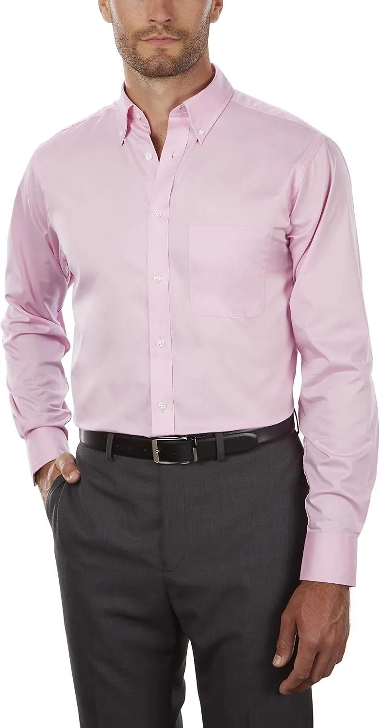 IZOD Men's Dress Shirt Regular Fit Stretch Solid Button Down Collar
