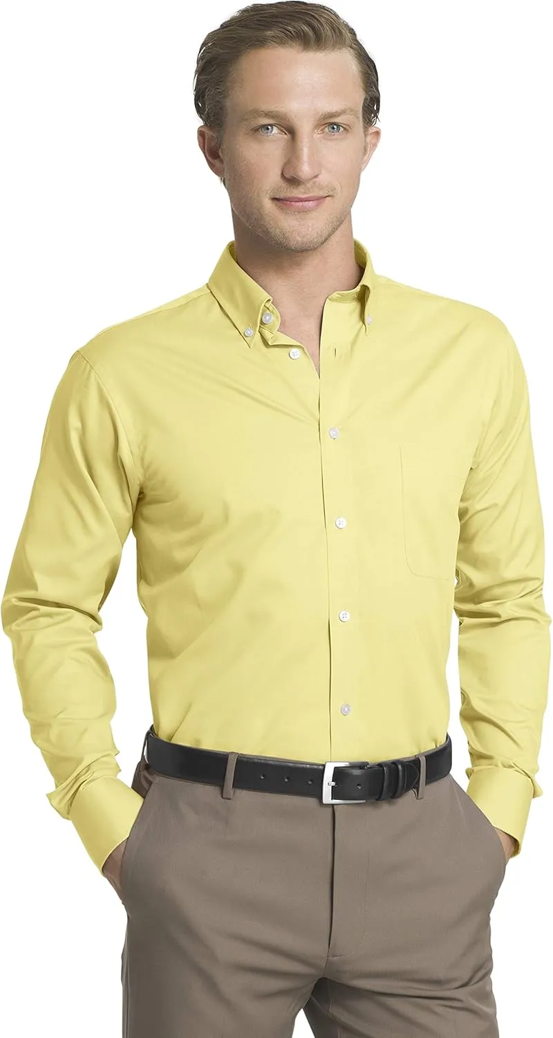 IZOD Men's Dress Shirt Regular Fit Stretch Solid Button Down Collar