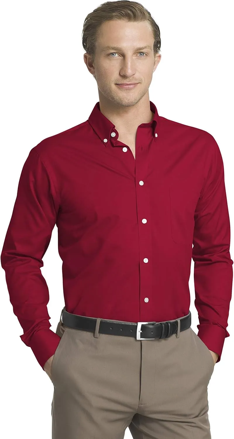 IZOD Men's Dress Shirt Regular Fit Stretch Solid Button Down Collar
