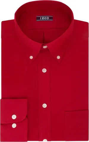 IZOD Men's Dress Shirt Regular Fit Stretch Solid Button Down Collar