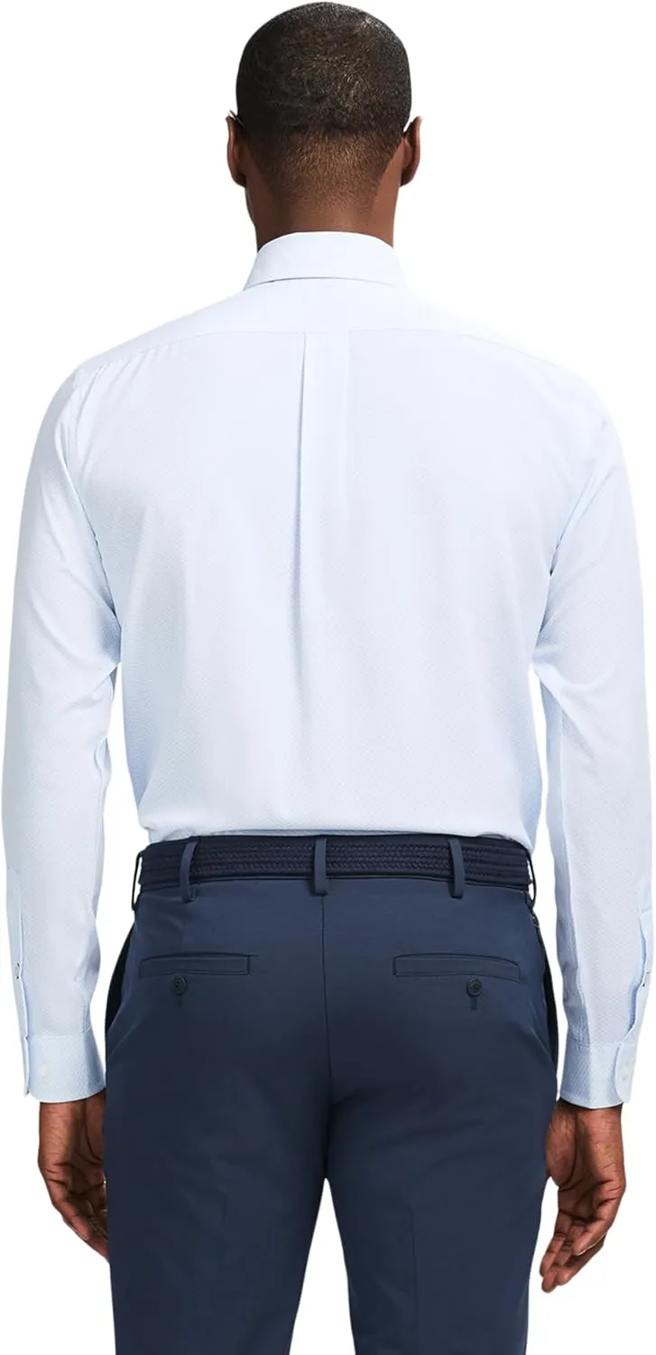 IZOD Men's Dress Shirt Slim Fit Traveler Long Sleeve All Over Stretch Classic Collar