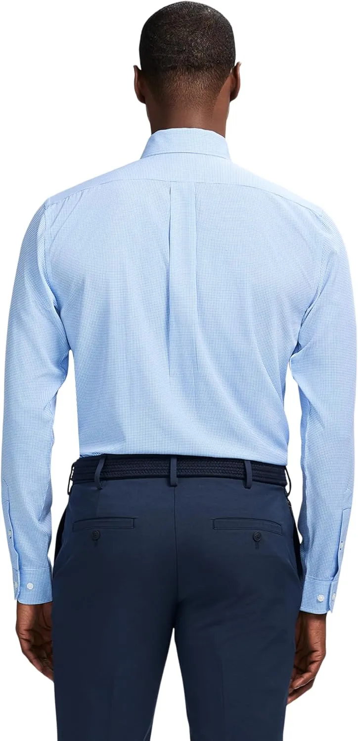 IZOD Men's Dress Shirt Slim Fit Traveler Long Sleeve All Over Stretch Classic Collar