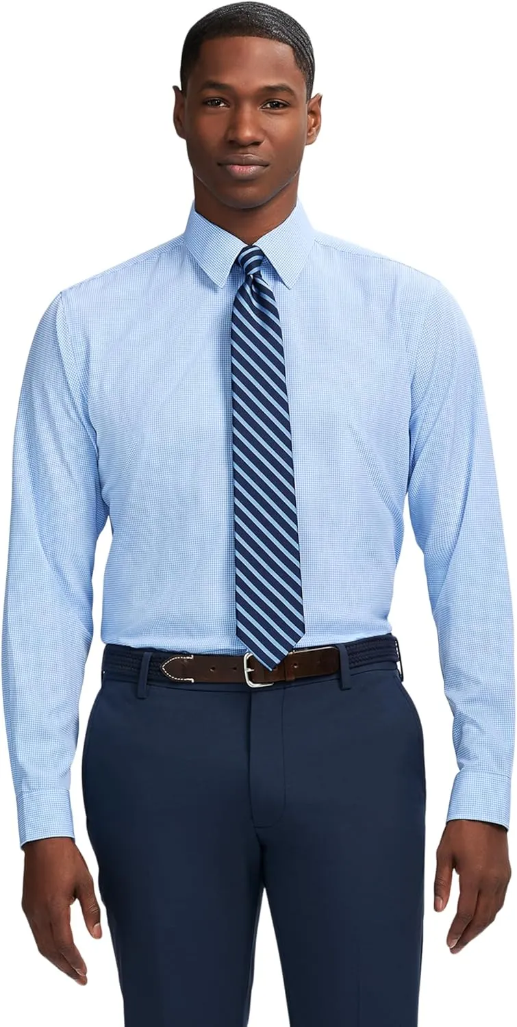 IZOD Men's Dress Shirt Slim Fit Traveler Long Sleeve All Over Stretch Classic Collar