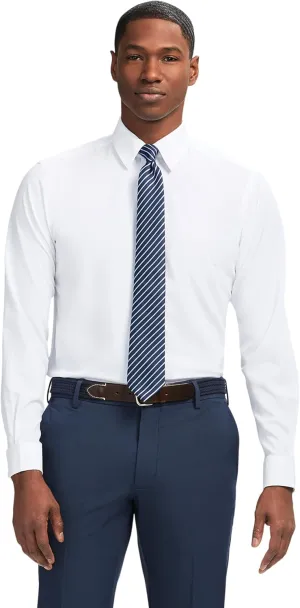 IZOD Men's Dress Shirt Slim Fit Traveler Long Sleeve All Over Stretch Classic Collar
