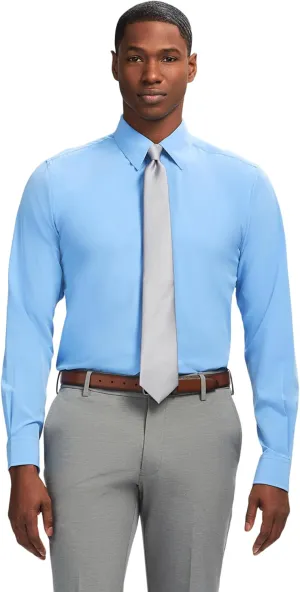 IZOD Men's Dress Shirt Slim Fit Traveler Long Sleeve All Over Stretch Classic Collar