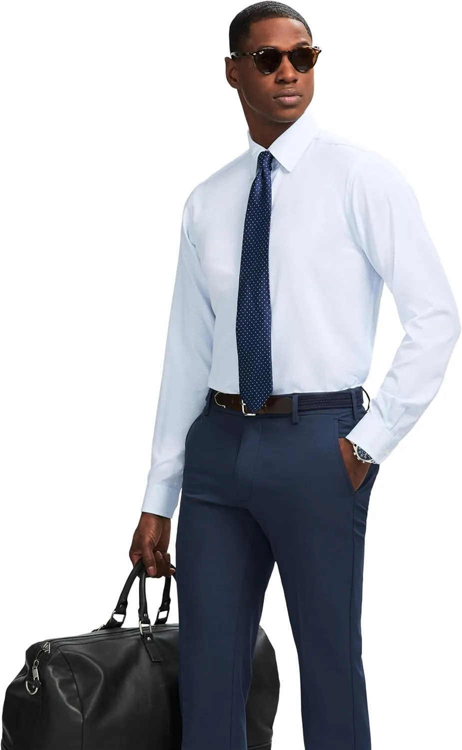 IZOD Men's Dress Shirt Slim Fit Traveler Long Sleeve All Over Stretch Classic Collar